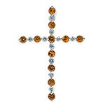 Prima   Orange Sapphire & Diamond Cross Pendant