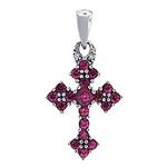 Prima   Pink Sapphire & Diamond Cross Pendant