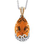 Prima 14k Two Tone  Gemstone Pendant