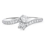 Prima 2 Stone Diamond Ring With Diamonds On The Shank