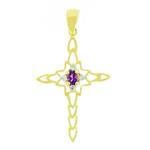 Prima Amethyst & Diamond Cross Pendant