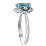 Black Diamond & Blue Topaz Flower Ring