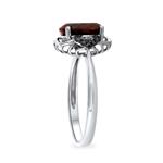 Black Diamond & Garnet Flower Ring