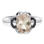 Prima Black Diamond & Morganite Flower Ring