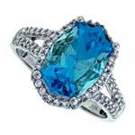 Prima Blue Topaz & Diamond Ring