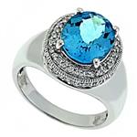 Prima Blue Topaz And Diamond Ring