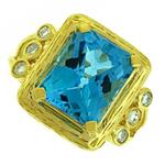 Prima Blue Topaz And Diamond Ring