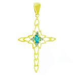 Prima Blue Topaz & Diamond Cross Pendant