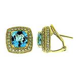 Prima Blue Topaz & Diamond Earrings