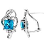 Prima Blue Topaz & Diamond Earrings