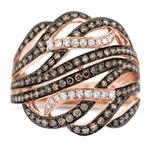 Prima Brown & White Diamond 9 Swirl Ring