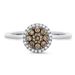 Prima Brown & White Diamond Round Cluster Ring