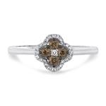 Prima Brown & White Diamond Mini Clover Cluster Ring