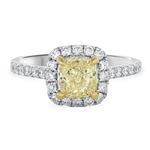 Prima Cushion Yellow Diamond Halo Engagement Ring