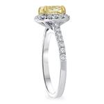 Cushion Yellow Diamond Halo Engagement Ring