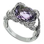 Prima Diamnd And Pink Amethyst Ring