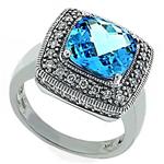 Prima Diamond & London Blue Topaz Ring