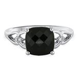 Prima Diamond & 8mm Cushion Onyx Ring