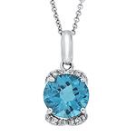 Prima Diamond & 8mm R Blue Topaz Pendant