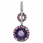 Prima Diamond, Amethyst And Pink Sapphire Pendant (with Chain)