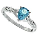 Prima Diamond And Blue Topaz Ring 