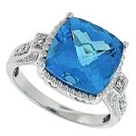 Prima Diamond And Blue Topaz Ring