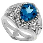 Prima Diamond And Blue Topaz Ring