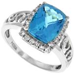 Prima Diamond And Blue Topaz Ring