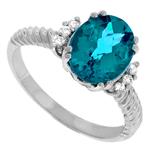 Prima Diamond And Blue Topaz Ring