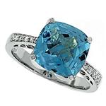 Prima Diamond And Blue Topaz Ring