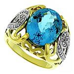 Prima Diamond And Blue Topaz Ring