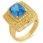 Prima Diamond And Blue Topaz Ring