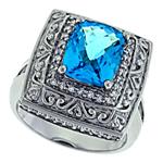 Prima Diamond And Blue Topaz Ring