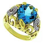 Prima Diamond And Blue Topaz Ring