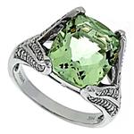 Prima Diamond And Green Amethyst Ring