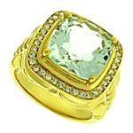 Prima Diamond And Green Amethyst Ring