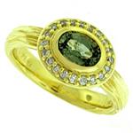 Prima Diamond And Green Sapphire Ring