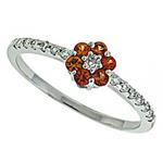 Prima Diamond And Orange Sapphire Ring