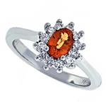 Prima Diamond And Orange Sapphire Ring