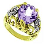 Prima Diamond And Pink Amethyst Ring