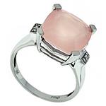 Prima Diamond And Rose Quartz Ring