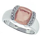 Prima Diamond And Rose Quartz Ring