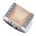 Prima Diamond And Rose Quartz Ring