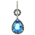 Prima Diamond, Blue Topaz And Sapphire Pendant (with Chain)