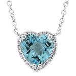 Prima Diamond & Blue Topaz Heart Pendant on Chain