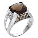 Prima Diamond, Chocolate Diamond And Smokey Quartz Ring