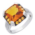 Prima Diamond, Citrine And Yellow Sapphire Ring