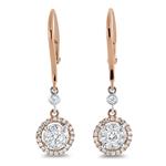 Prima Diamond Cluster Dangle Earrings (Rose 