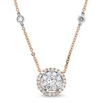 Prima Diamond Cluster Dangle Necklace (Rose 