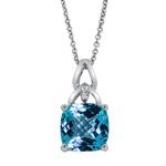 Prima Diamond & Cushion Blue Topaz Pendant